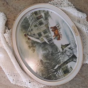 Currier & Ives "winter" metal tray